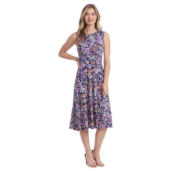 London Times Women's Work Office A-line Inset Waist Matte Jersey Midi 18 Plus N - Picture 1 of 14
